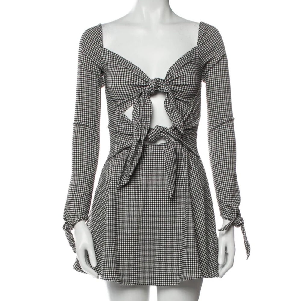LPA Revolve houndstooth A-line longsleeve dress size Small